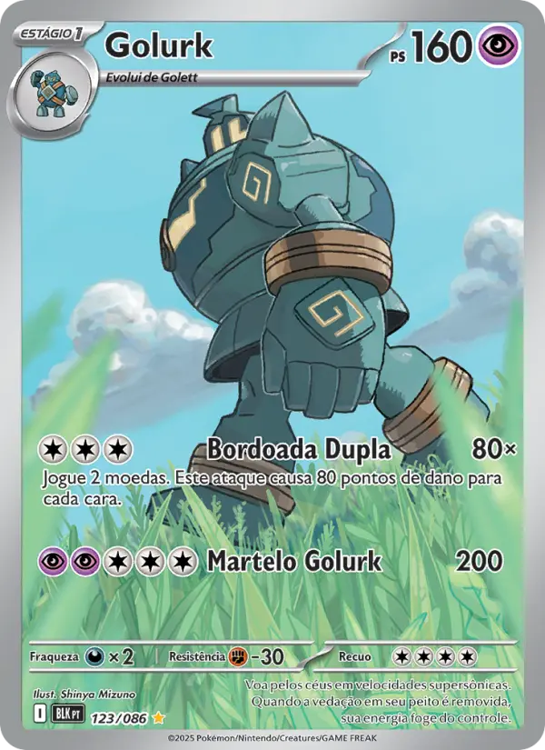 Carta Golurk, número 123/86 da coleção Raio Preto