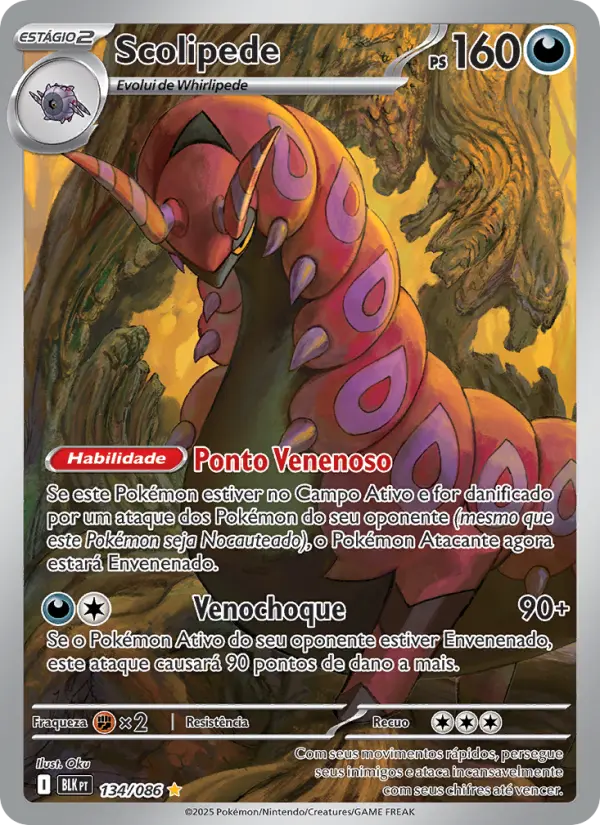Carta Scolipede, número 134/86 da coleção Raio Preto