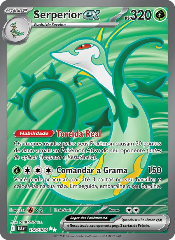 Carta Serperior ex, número 156/86 da coleção Raio Preto