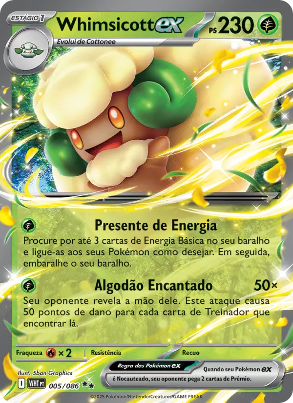 Carta Whimsicott ex, número 005/86 da coleção Fogo Branco
