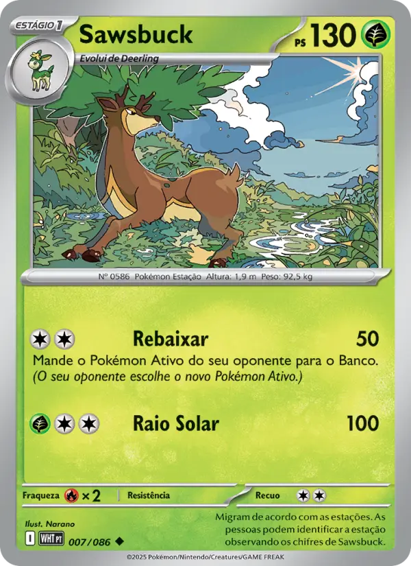 Carta Sawsbuck, número 007/86 da coleção Fogo Branco