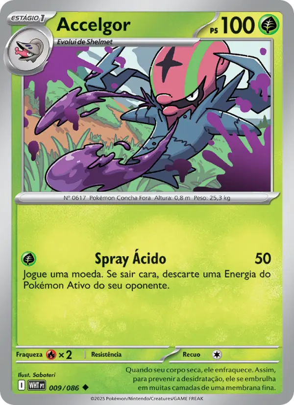 Carta Accelgor, número 009/86 da coleção Fogo Branco