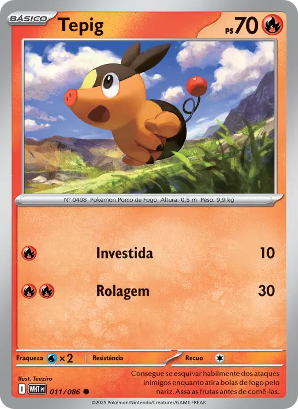 Carta Tepig, número 011/86 da coleção Fogo Branco