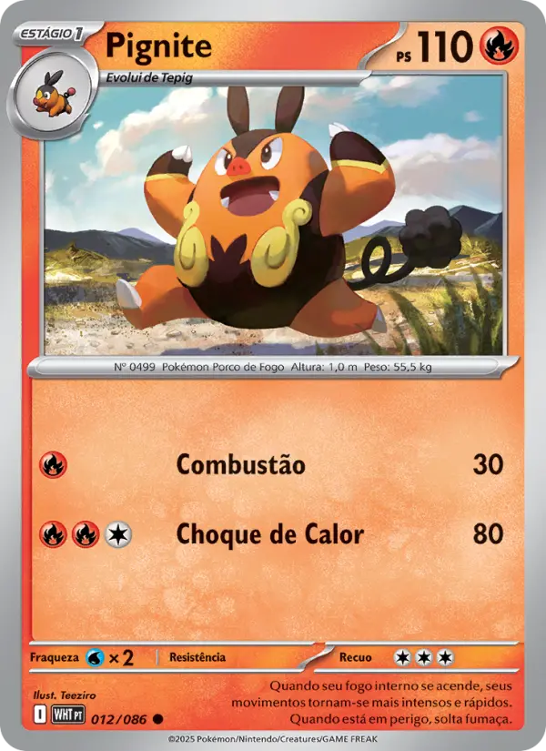 Carta Pignite, número 012/86 da coleção Fogo Branco