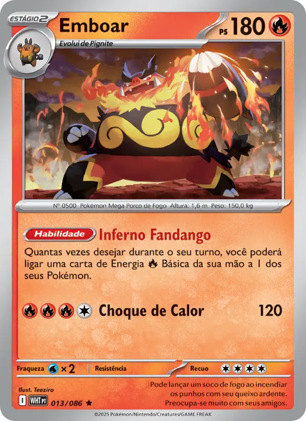 Carta Emboar, número 013/86 da coleção Fogo Branco