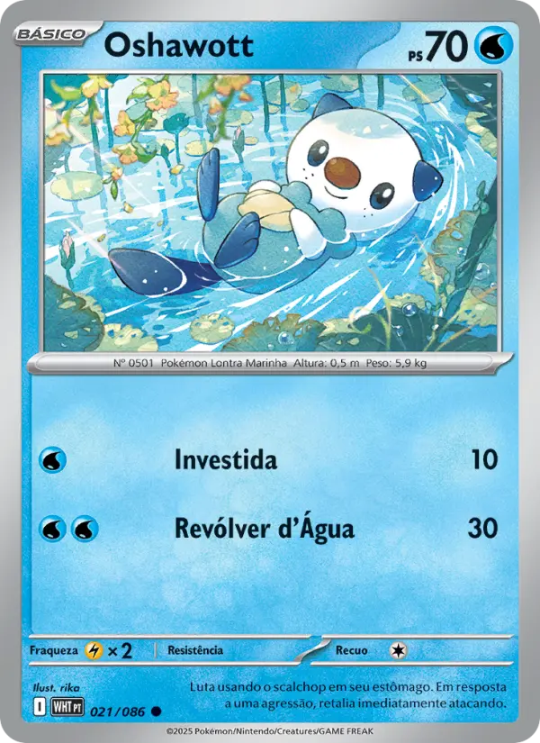 Carta Oshawott, número 021/86 da coleção Fogo Branco