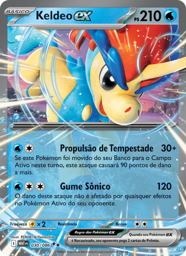Carta Keldeo ex, número 030/86 da coleção Fogo Branco