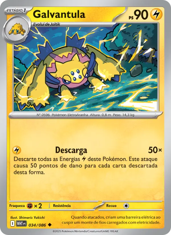 Carta Galvantula, número 034/86 da coleção Fogo Branco