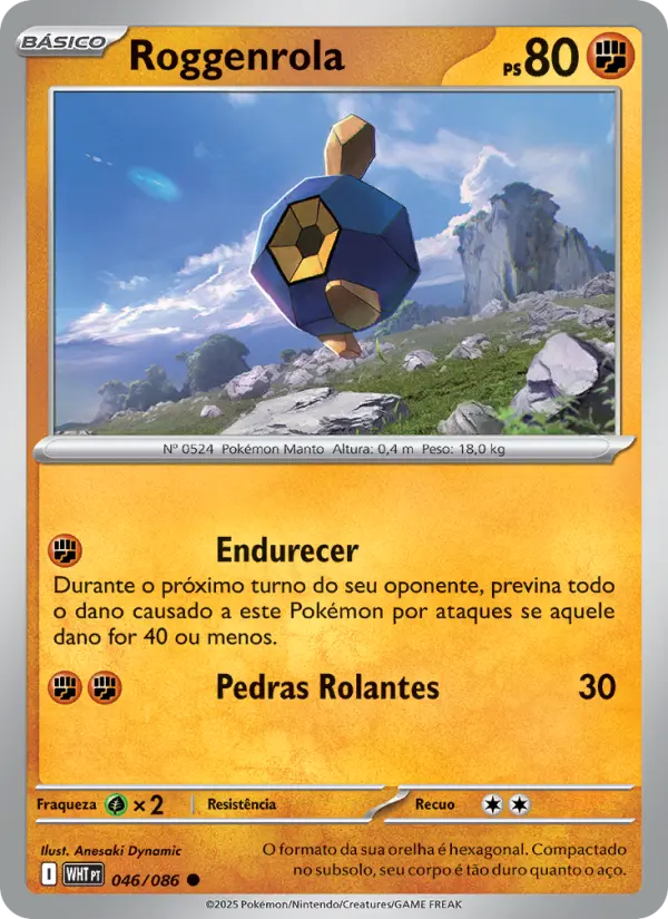 Carta Roggenrola, número 046/86 da coleção Fogo Branco