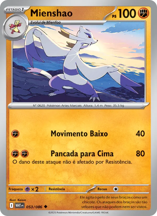 Carta Mienshao, número 053/86 da coleção Fogo Branco