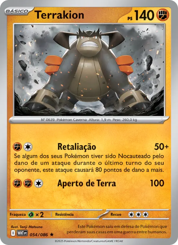 Carta Terrakion, número 054/86 da coleção Fogo Branco