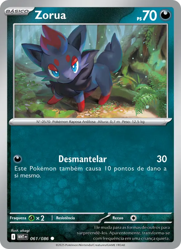 Carta Zorua, número 061/86 da coleção Fogo Branco