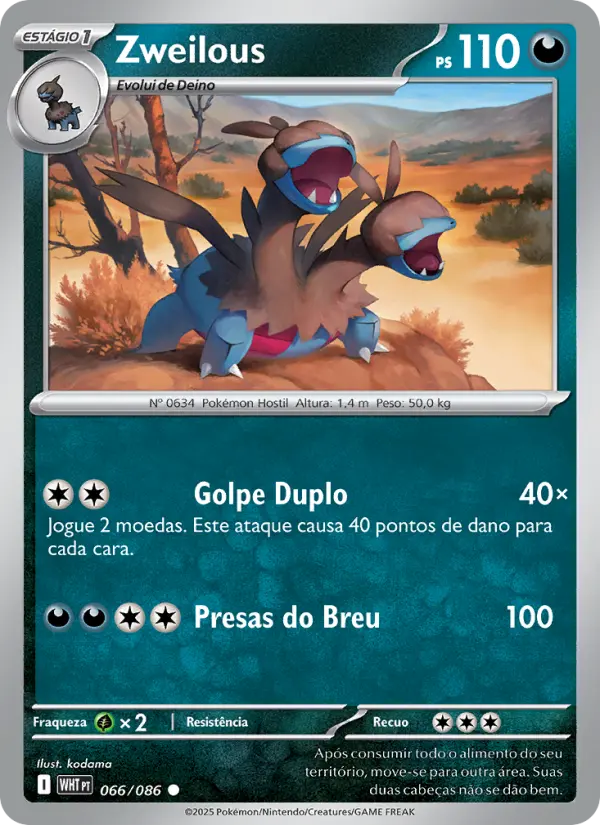 Carta Zweilous, número 066/86 da coleção Fogo Branco
