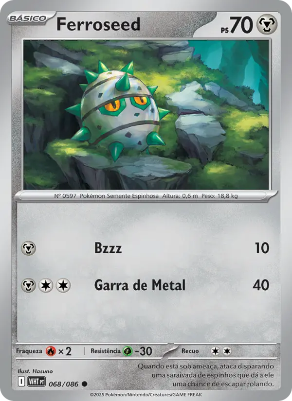 Carta Ferroseed, número 068/86 da coleção Fogo Branco