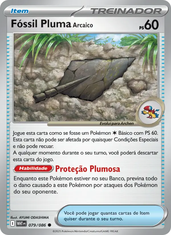 Carta Fóssil Pluma Arcaico, número 079/86 da coleção Fogo Branco