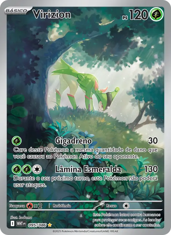 Carta Virizion, número 095/86 da coleção Fogo Branco