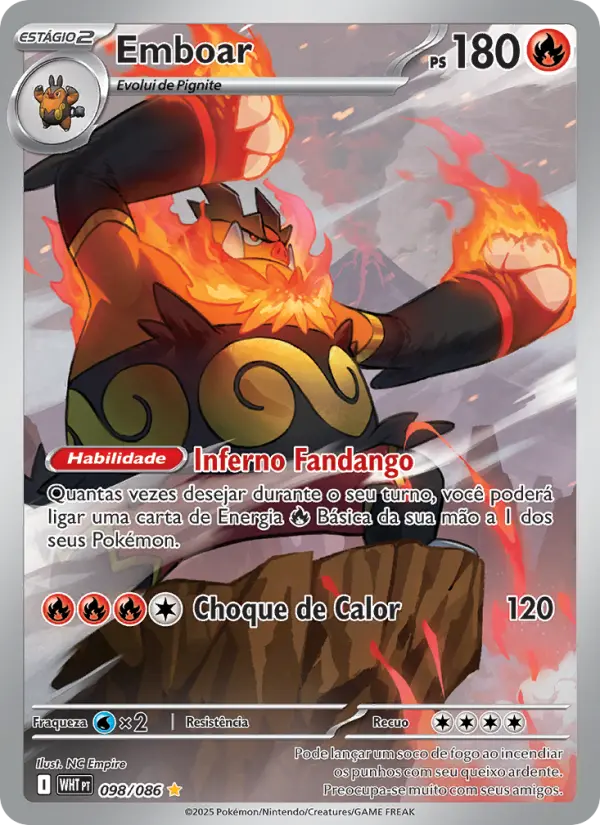 Carta Emboar, número 098/86 da coleção Fogo Branco