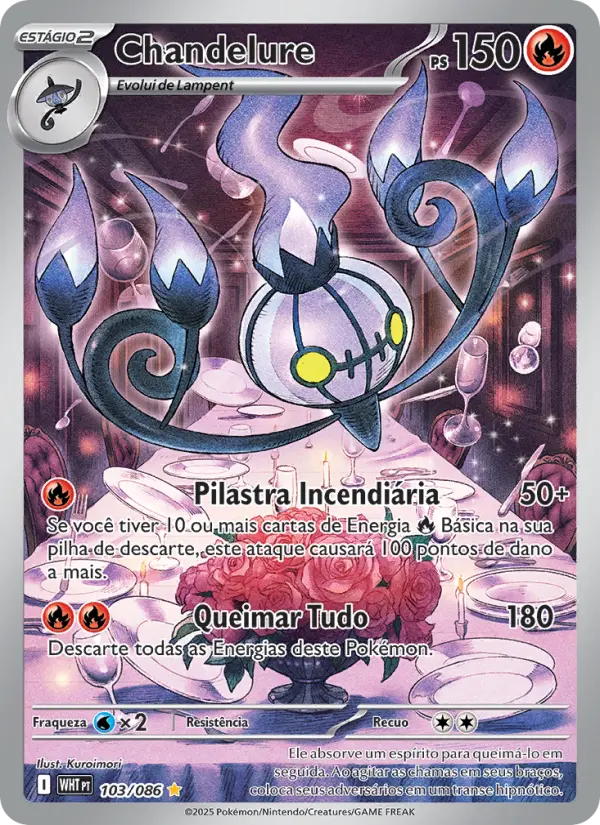 Carta Chandelure, número 103/86 da coleção Fogo Branco