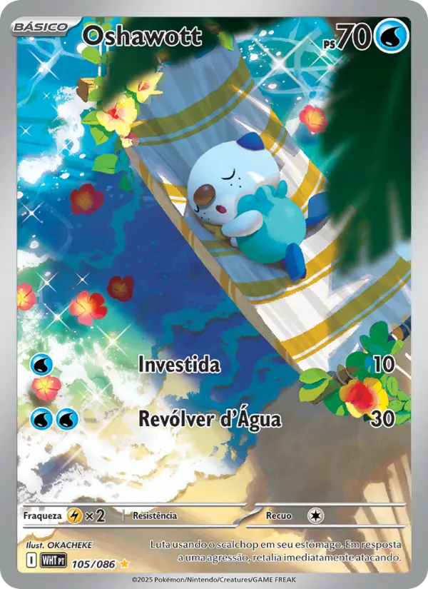 Carta Oshawott, número 105/86 da coleção Fogo Branco