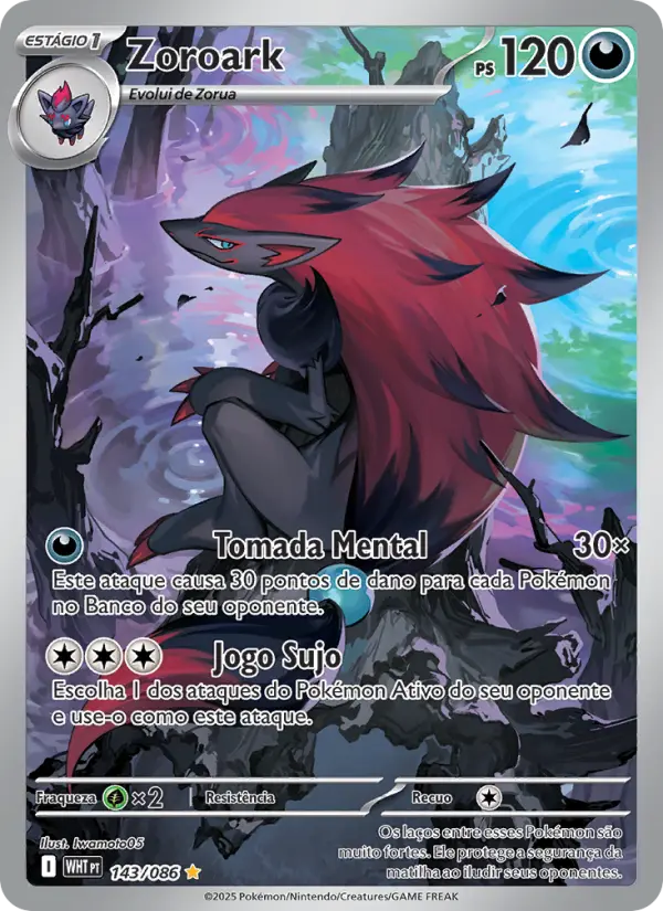 Carta Zoroark, número 143/86 da coleção Fogo Branco
