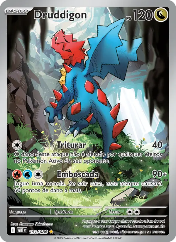 Carta Druddigon, número 151/86 da coleção Fogo Branco
