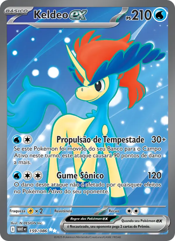 Carta Keldeo ex, número 159/86 da coleção Fogo Branco