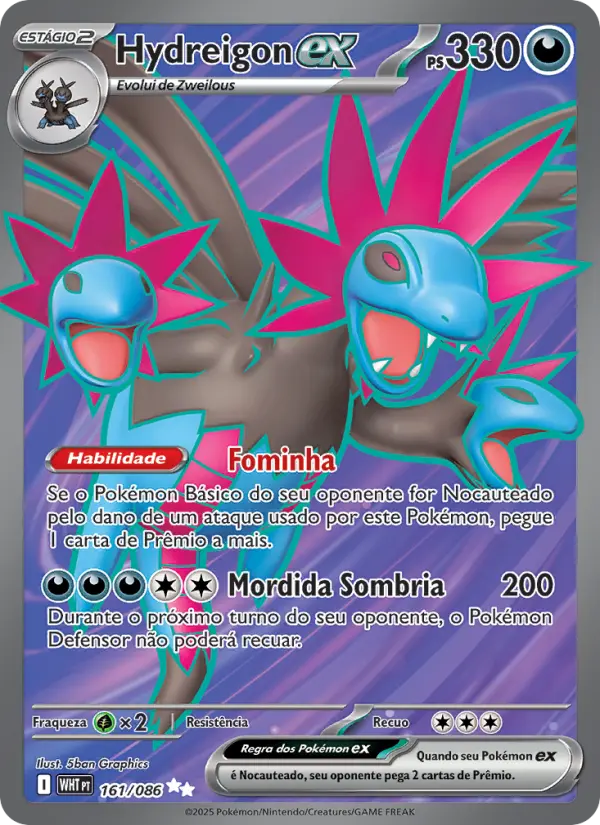 Carta Hydreigon ex, número 161/86 da coleção Fogo Branco