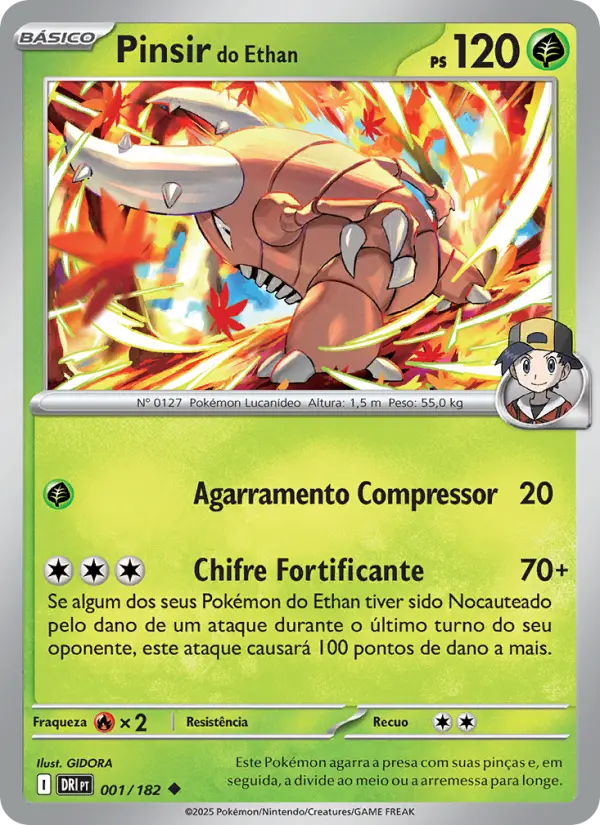 Carta Pinsir do Ethan, número 001/182 da coleção Rivais Predestinados