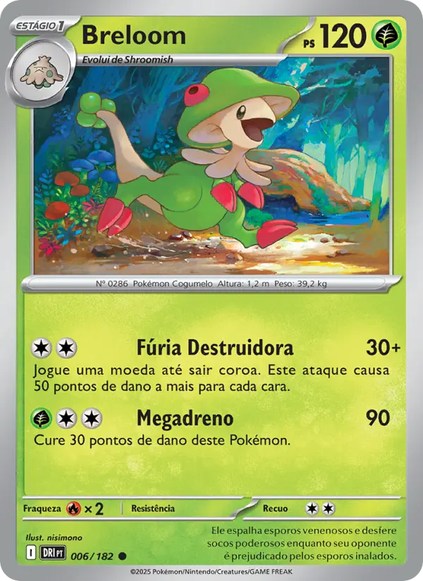 Carta Breloom, número 006/182 da coleção Rivais Predestinados