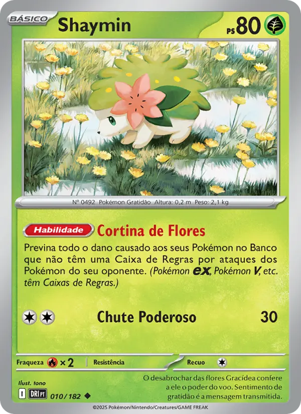 Carta Shaymin, número 010/182 da coleção Rivais Predestinados