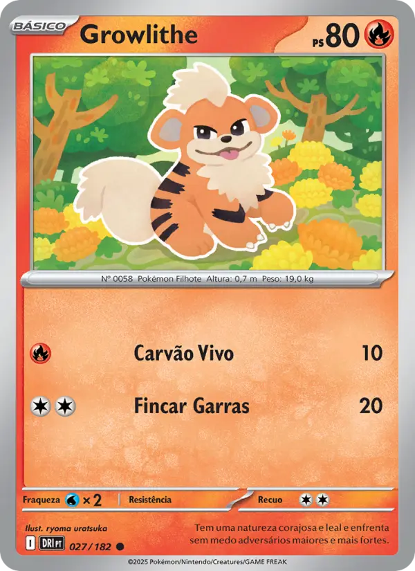 Carta Growlithe, número 027/182 da coleção Rivais Predestinados