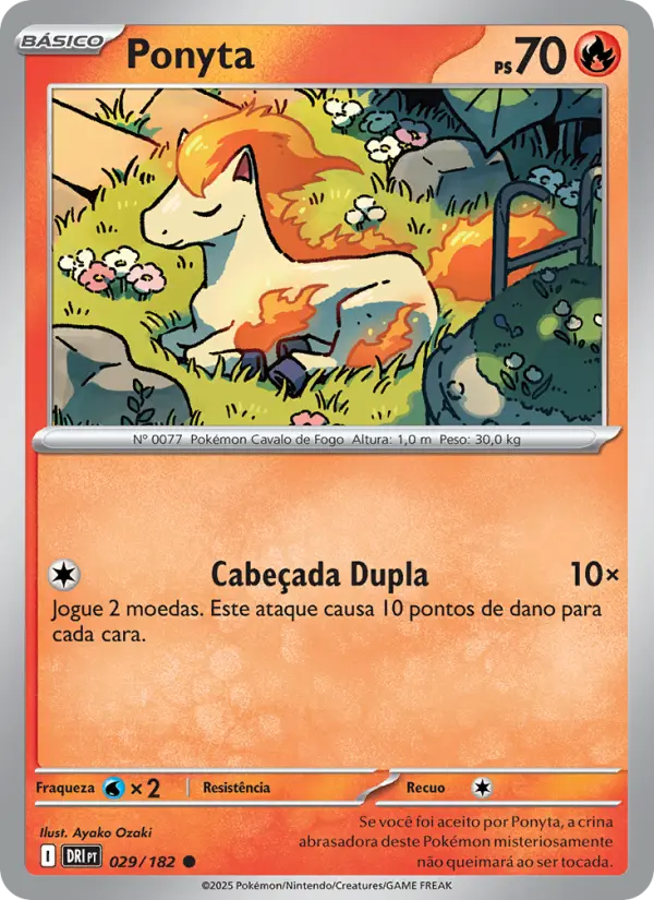 Carta Ponyta, número 029/182 da coleção Rivais Predestinados