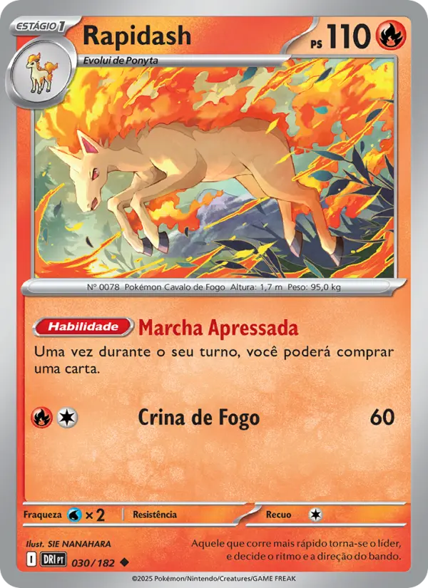 Carta Rapidash, número 030/182 da coleção Rivais Predestinados