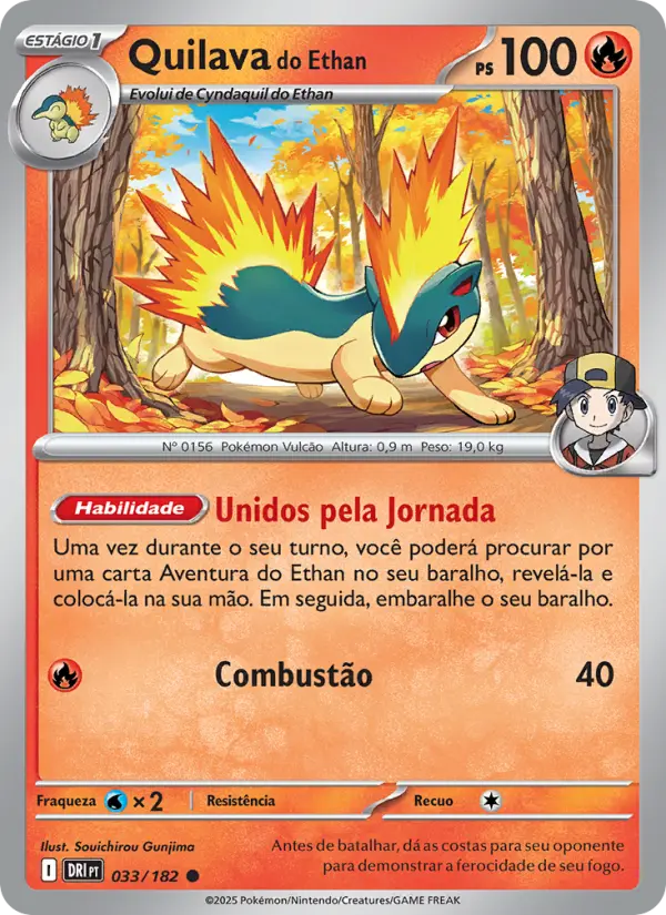 Carta Quilava do Ethan, número 033/182 da coleção Rivais Predestinados