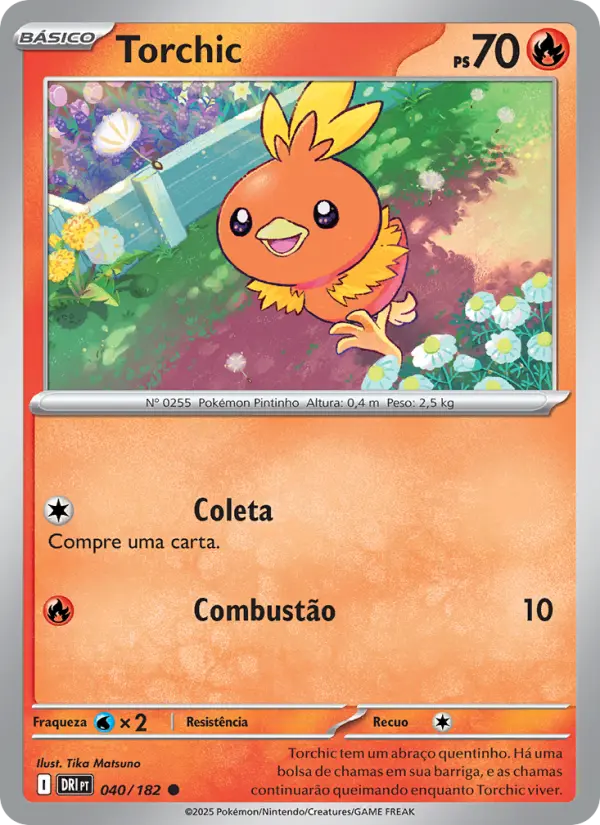 Carta Torchic, número 040/182 da coleção Rivais Predestinados
