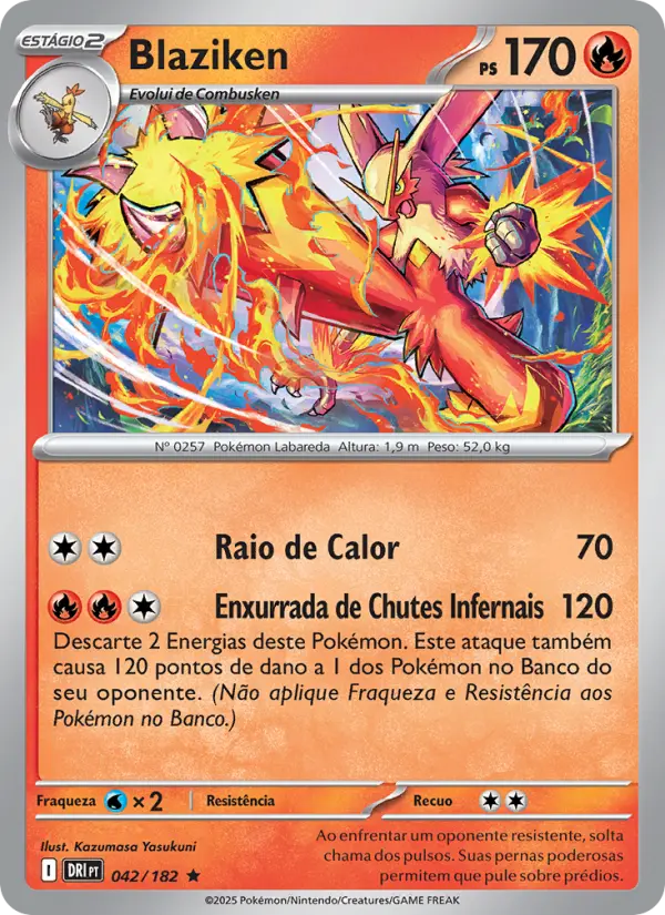 Carta Blaziken, número 042/182 da coleção Rivais Predestinados