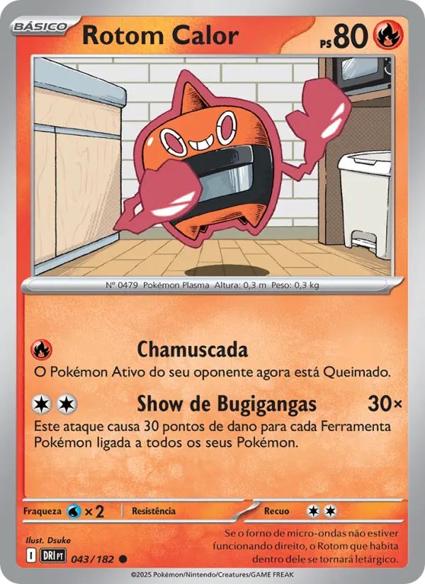 Carta Rotom Calor, número 043/182 da coleção Rivais Predestinados