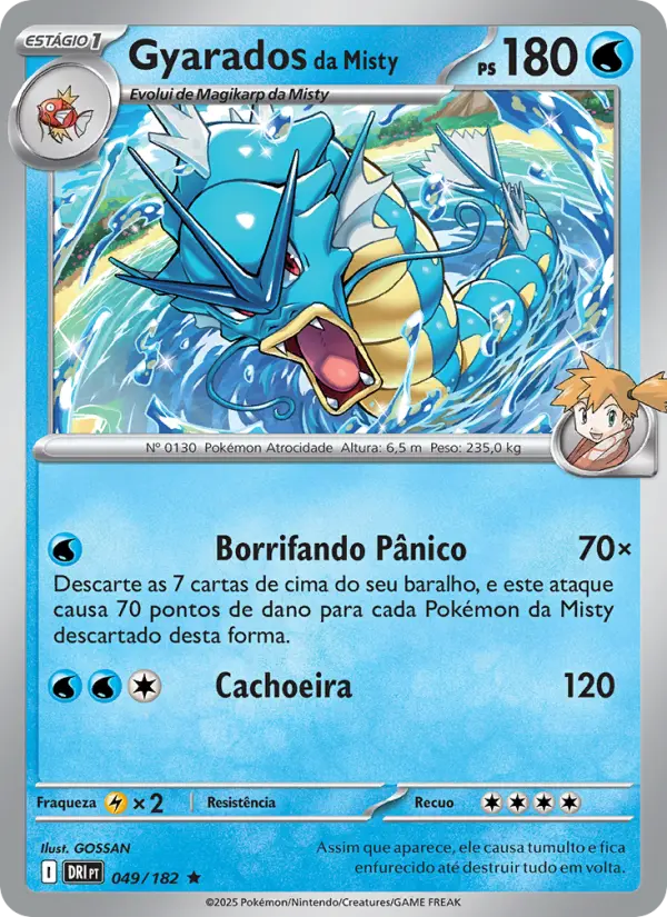 Carta Gyarados da Misty, número 049/182 da coleção Rivais Predestinados