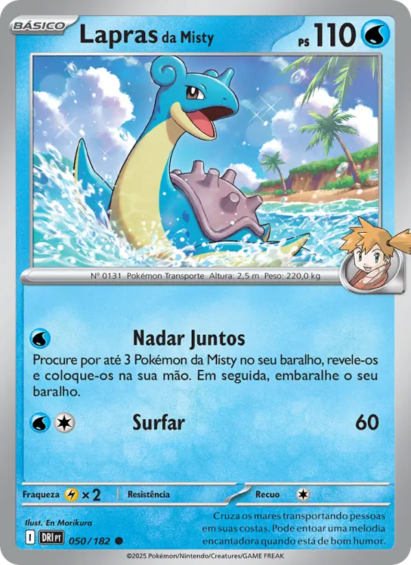 Carta Lapras da Misty, número 050/182 da coleção Rivais Predestinados
