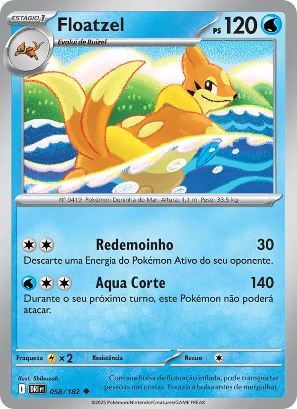 Carta Floatzel, número 058/182 da coleção Rivais Predestinados