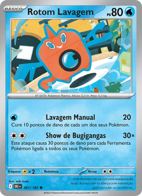 Carta Rotom Lavagem, número 061/182 da coleção Rivais Predestinados