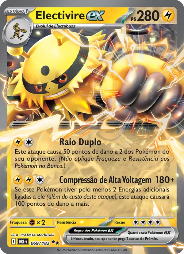 Carta Electivire ex, número 069/182 da coleção Rivais Predestinados