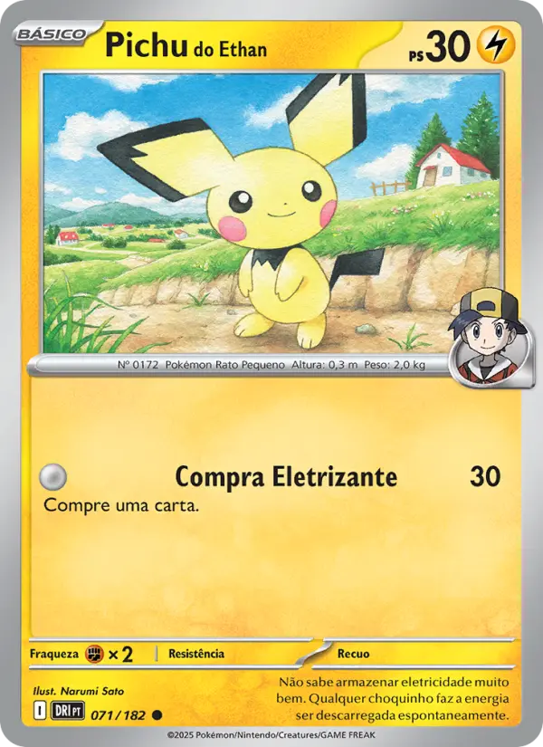 Carta Pichu do Ethan, número 071/182 da coleção Rivais Predestinados