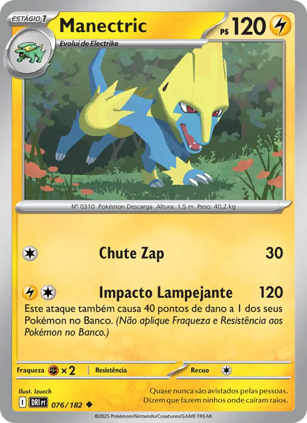 Carta Manectric, número 076/182 da coleção Rivais Predestinados
