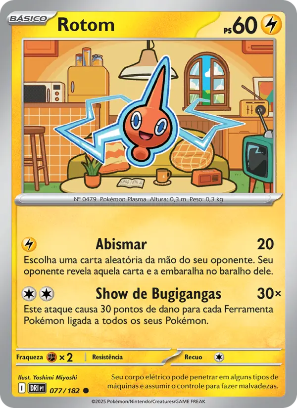Carta Rotom, número 077/182 da coleção Rivais Predestinados