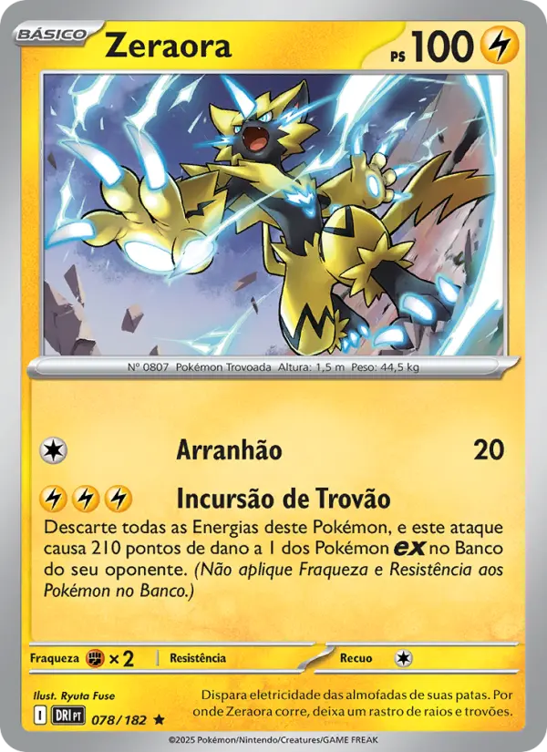 Carta Zeraora, número 078/182 da coleção Rivais Predestinados
