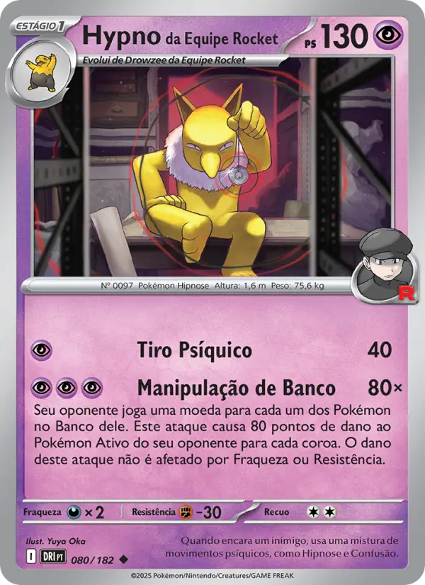Carta Hypno da Equipe Rocket, número 080/182 da coleção Rivais Predestinados