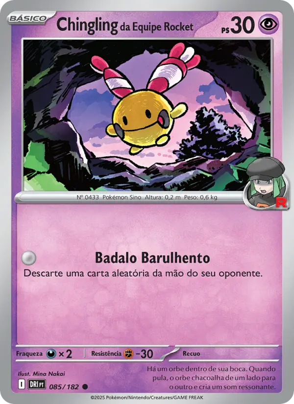 Carta Chingling da Equipe Rocket, número 085/182 da coleção Rivais Predestinados