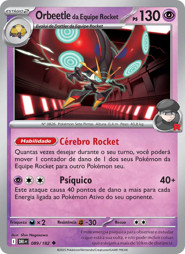 Carta Orbeetle da Equipe Rocket, número 089/182 da coleção Rivais Predestinados