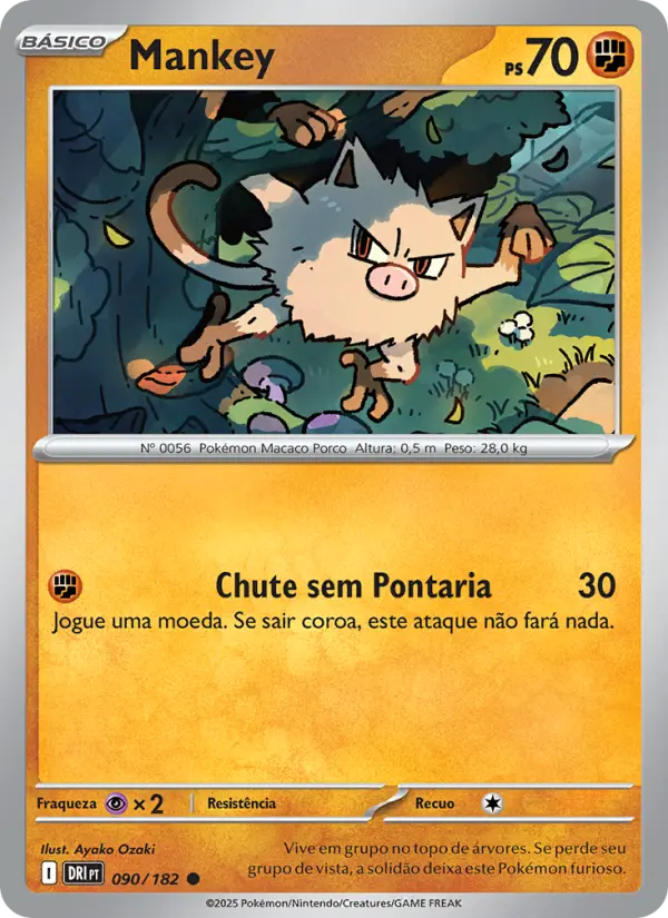 Carta Mankey, número 090/182 da coleção Rivais Predestinados